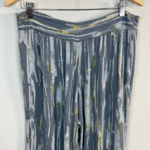 Free People Pants Womens Large Gray Blue Yellow Abstract Wide Leg Boho Lounge - Picture 5 of 15